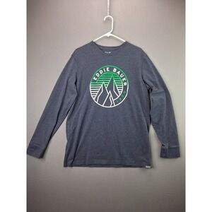 Eddie Bauer Long Sleeve Graphic Tee Shirt TL Tall Blue Mountain Logo Cotton USA